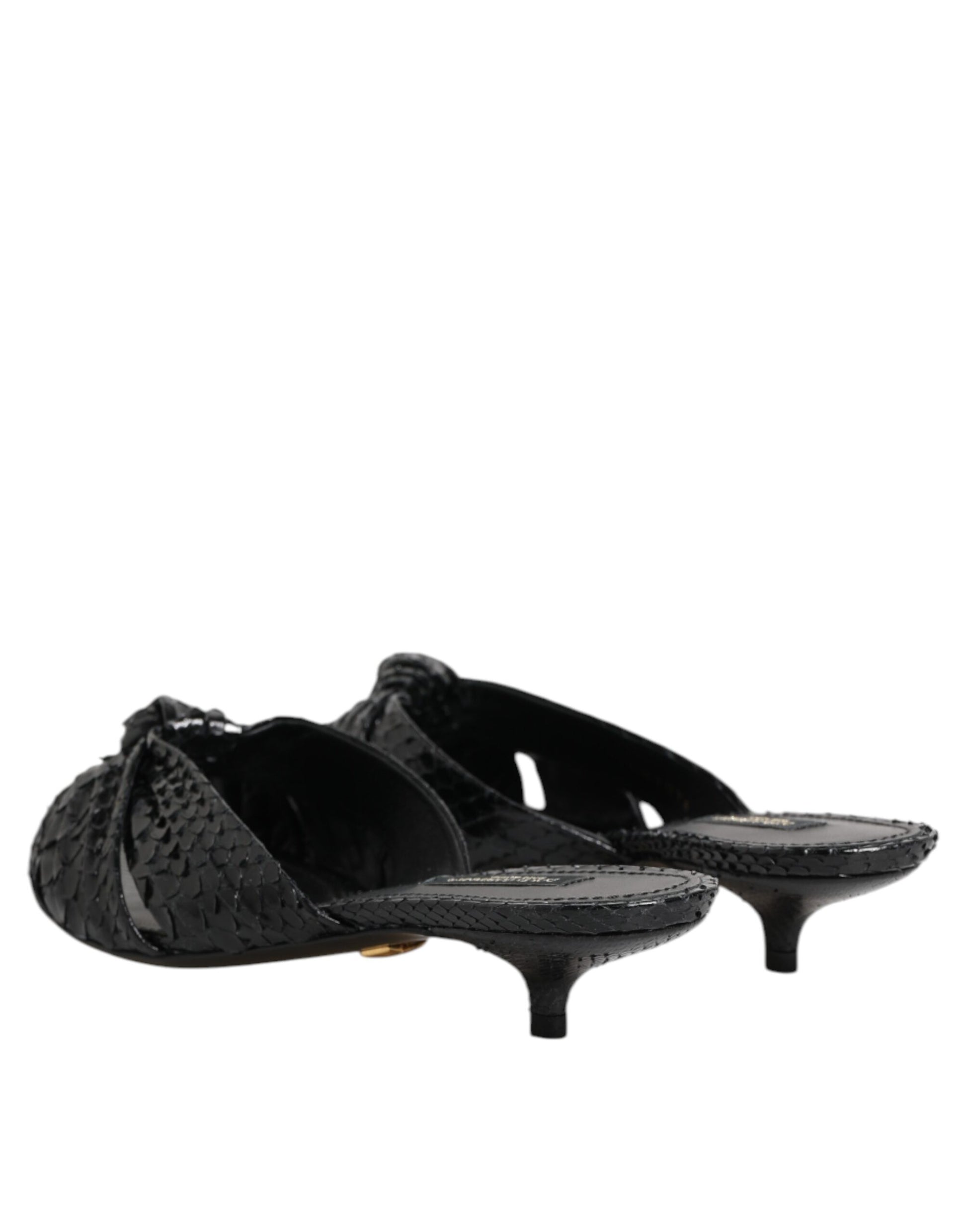 Dolce & Gabbana Black Python Leather Heels Slides