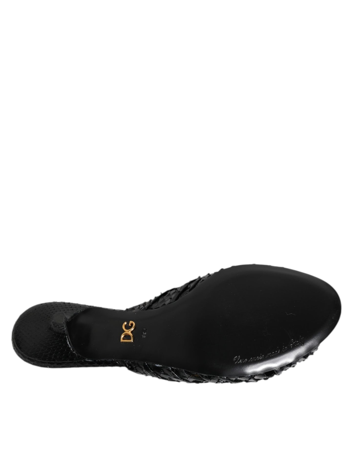 Dolce & Gabbana Black Python Leather Heels Slides