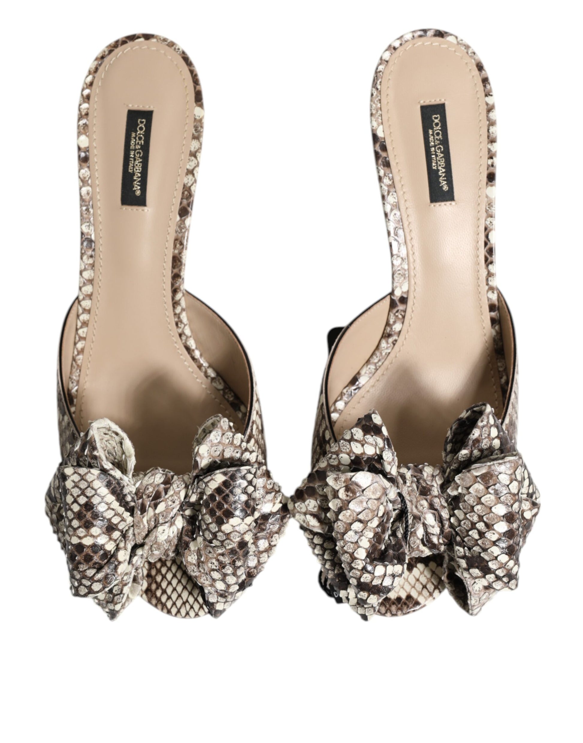 Dolce & Gabbana Multicolor Keira Bow Leather Peep Toe Mules