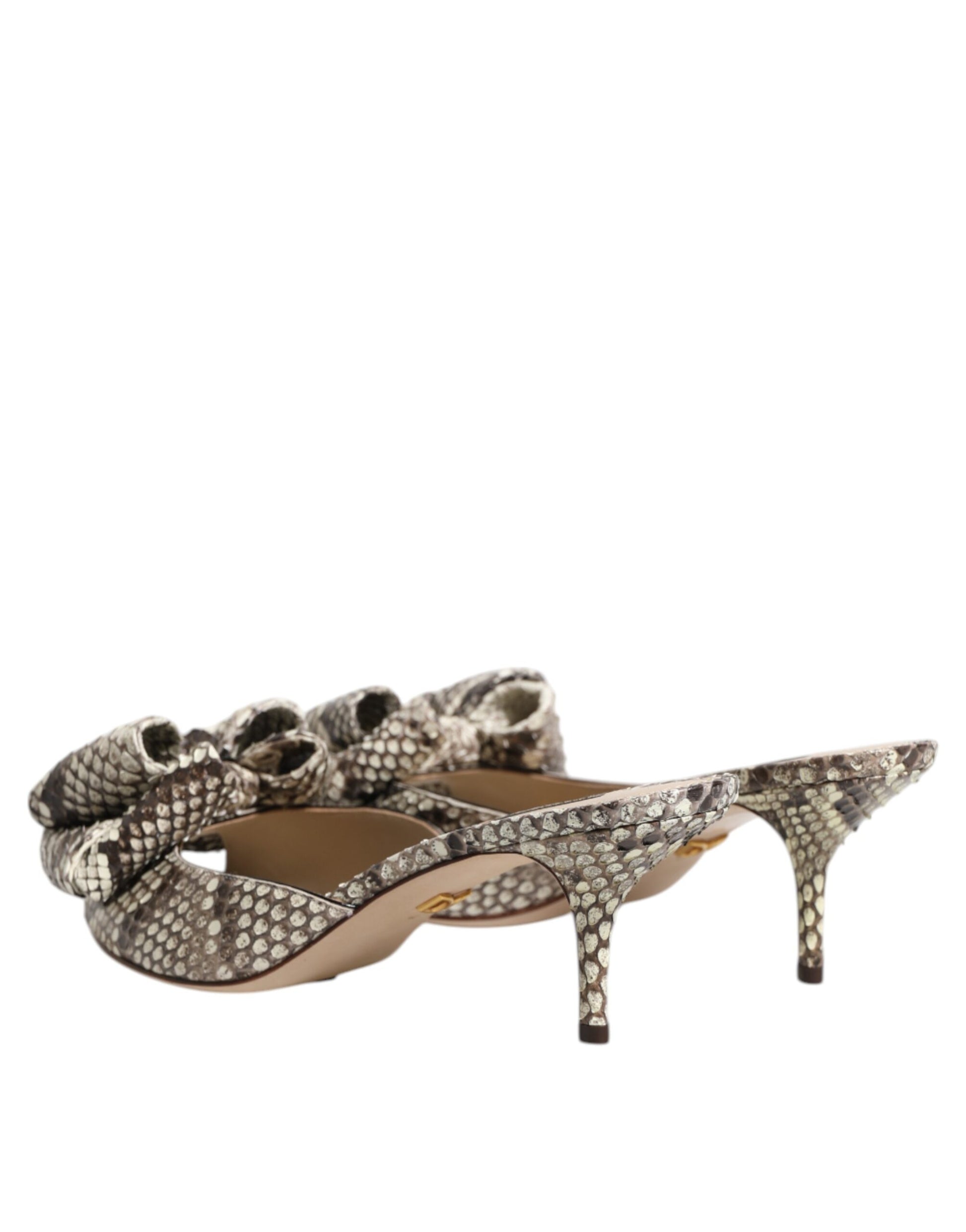 Dolce & Gabbana Multicolor Keira Bow Leather Peep Toe Mules
