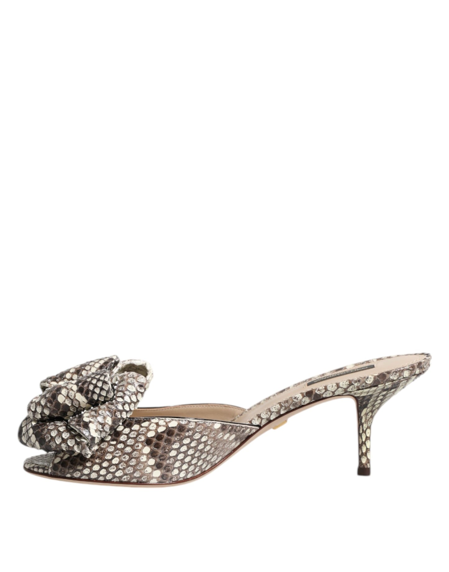 Dolce & Gabbana Multicolor Keira Bow Leather Peep Toe Mules