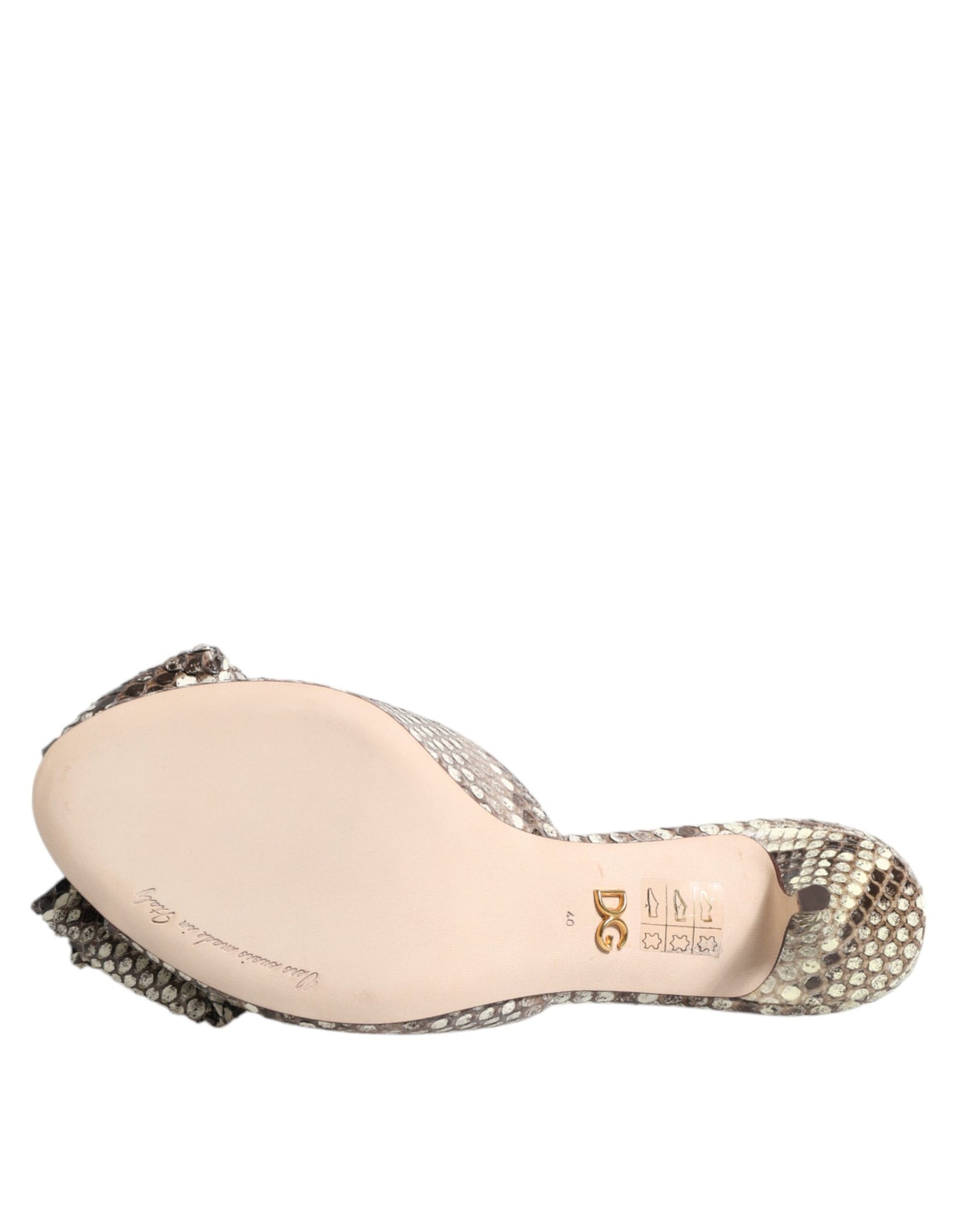 Dolce & Gabbana Multicolor Keira Bow Leather Peep Toe Mules