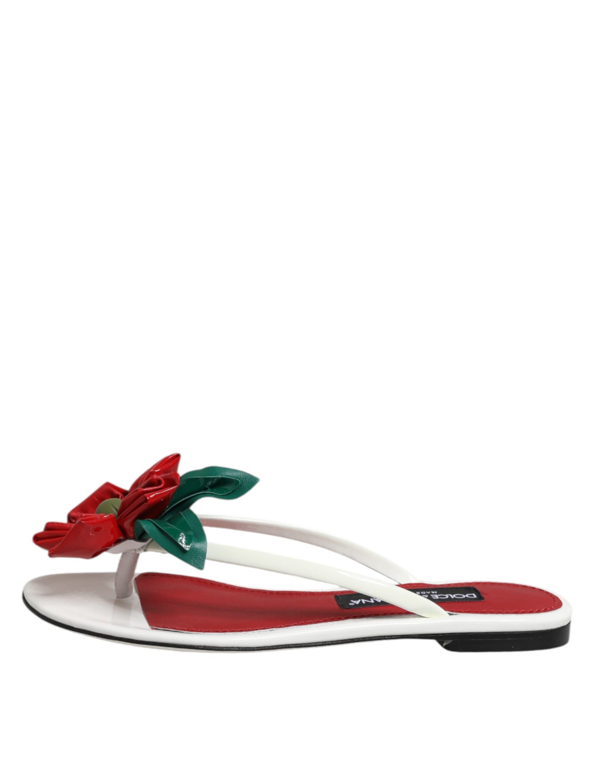 Dolce & Gabbana KEIRA Red White Flower Leather Sandals