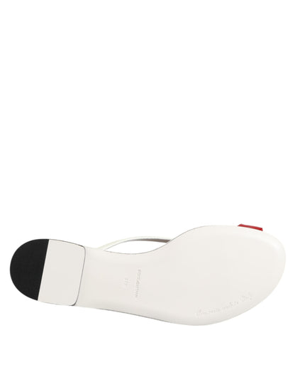 Dolce & Gabbana KEIRA Red White Flower Leather Sandals