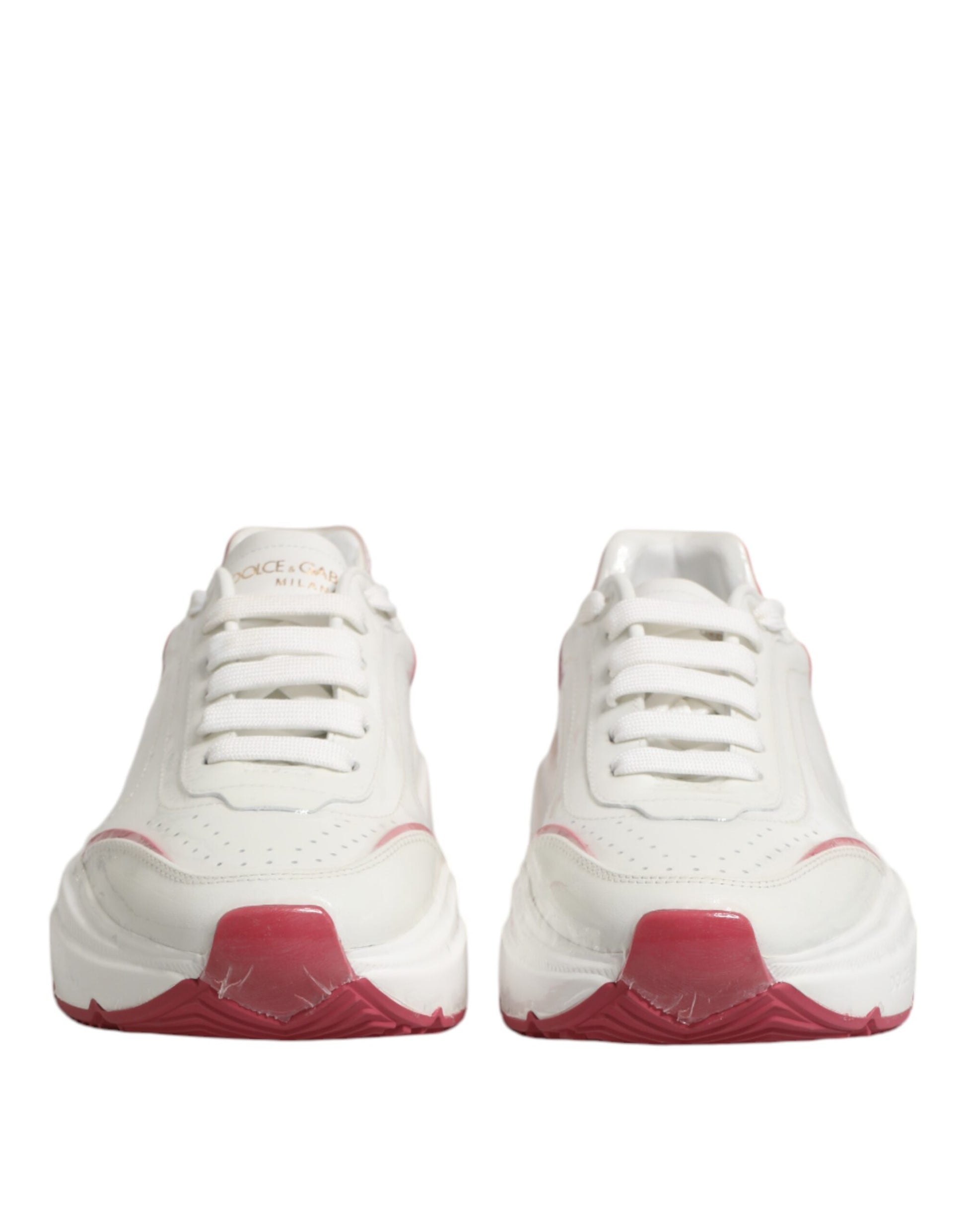Dolce & Gabbana White Pink Daymaster Low Top Sneakers