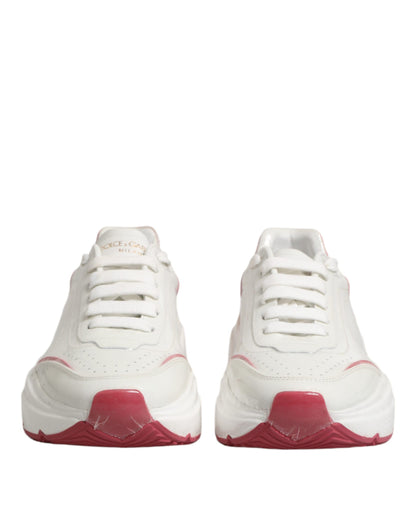 Dolce & Gabbana White Pink Daymaster Low Top Sneakers
