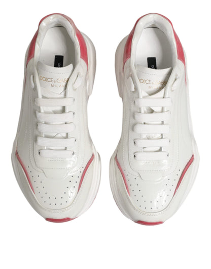 Dolce & Gabbana White Pink Daymaster Low Top Sneakers