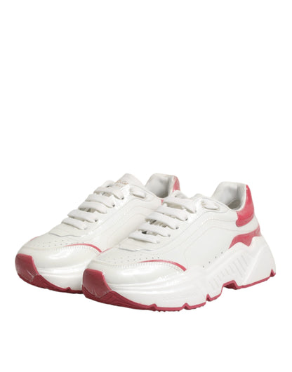 Dolce & Gabbana White Pink Daymaster Low Top Sneakers