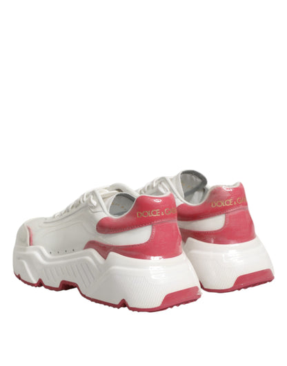 Dolce & Gabbana White Pink Daymaster Low Top Sneakers