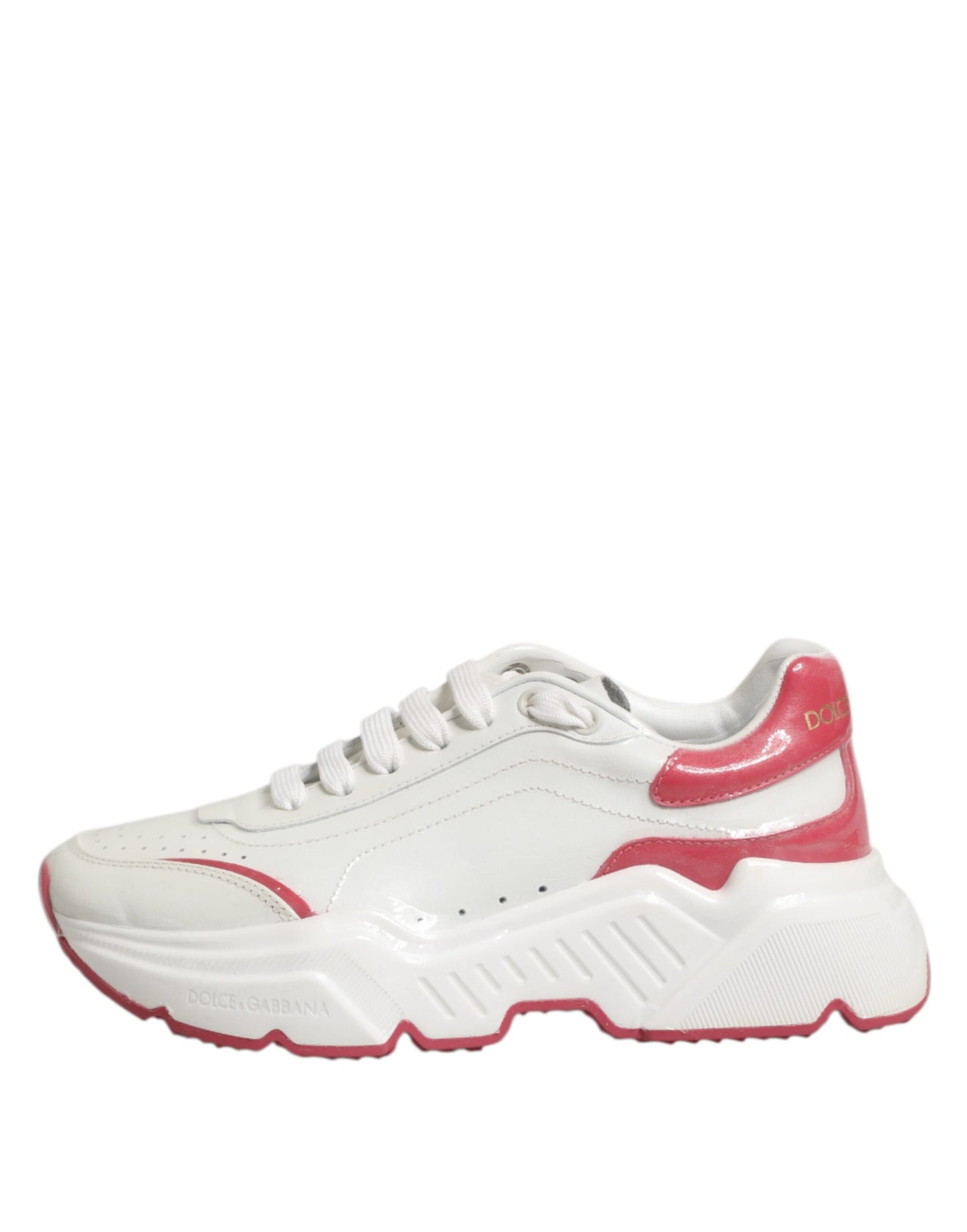 Dolce & Gabbana White Pink Daymaster Low Top Sneakers