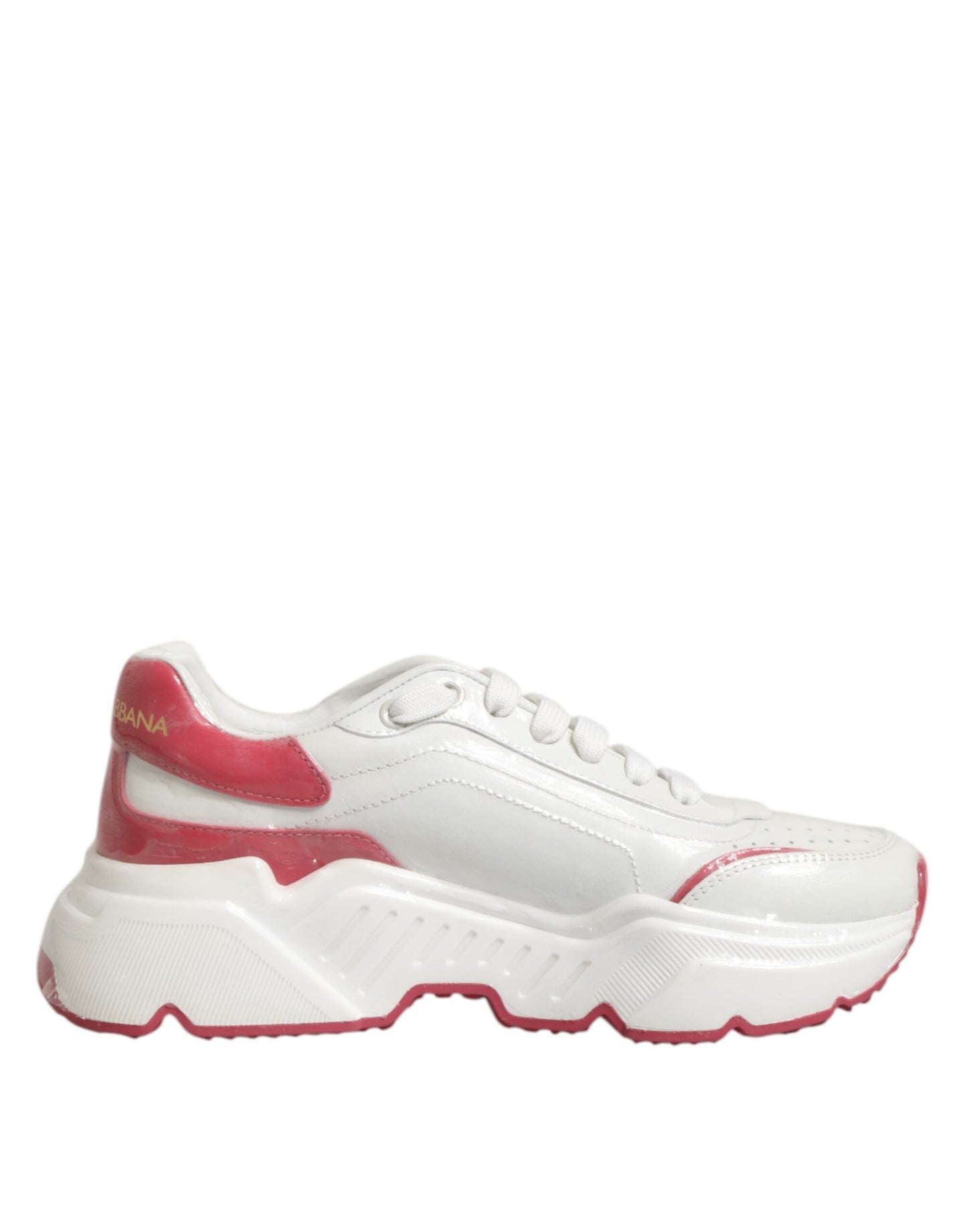 Dolce & Gabbana White Pink Daymaster Low Top Sneakers