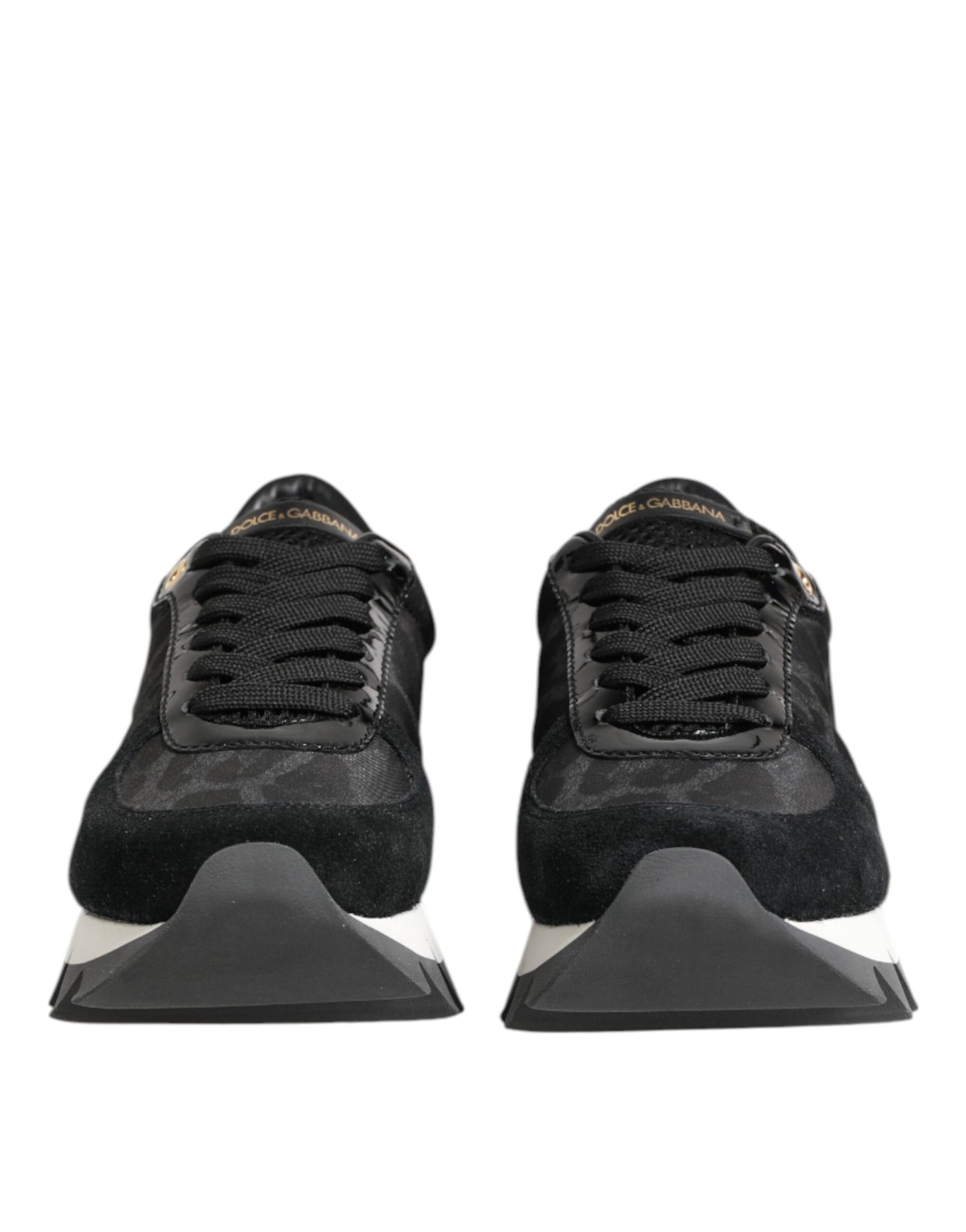 Dolce & Gabbana Black Gray Leopard Low Top Sneakers