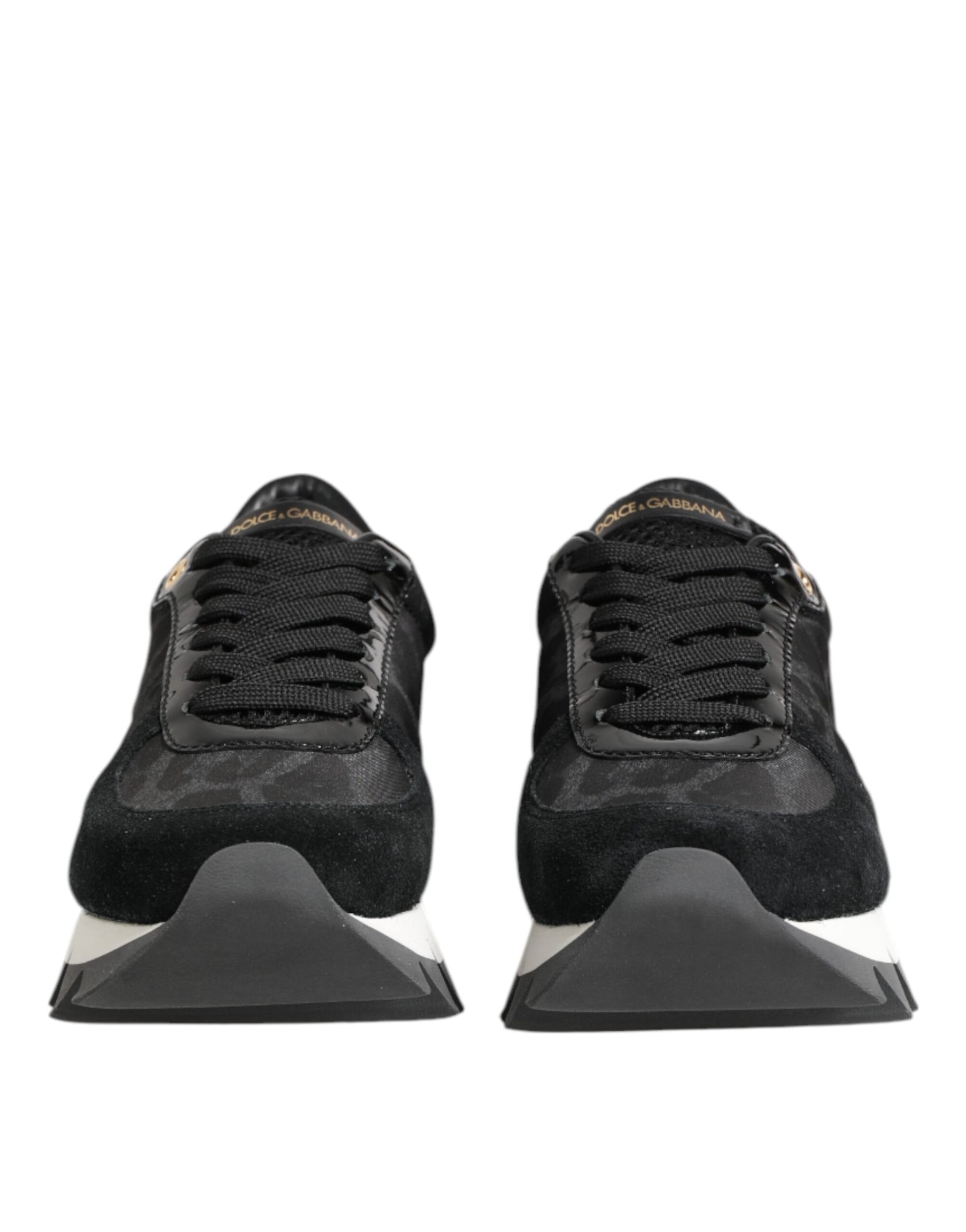 Dolce & Gabbana Black Gray Leopard Low Top Sneakers