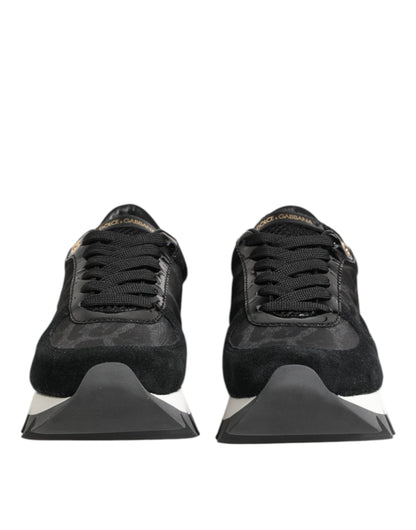 Dolce & Gabbana Black Gray Leopard Low Top Sneakers