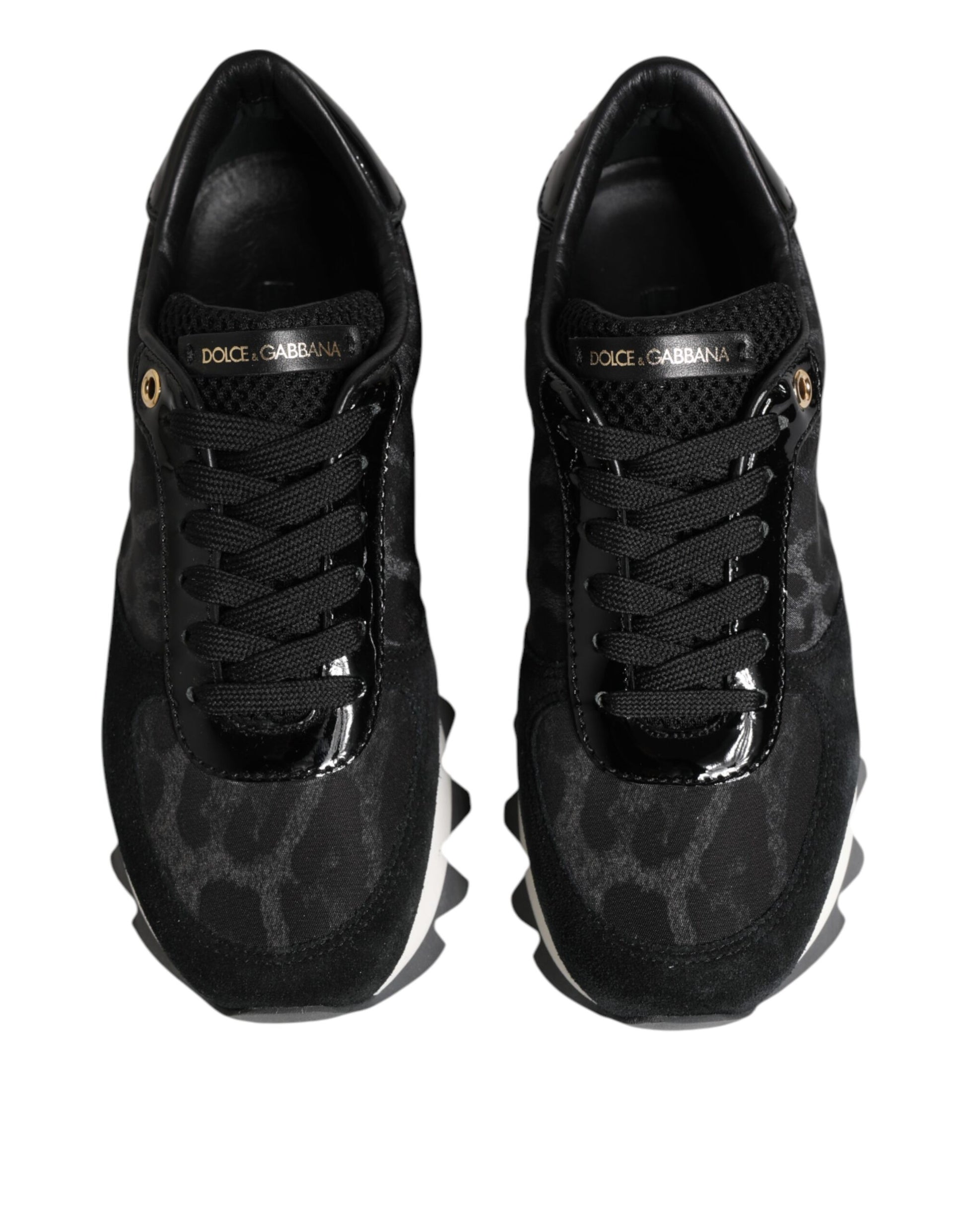Dolce & Gabbana Black Gray Leopard Low Top Sneakers