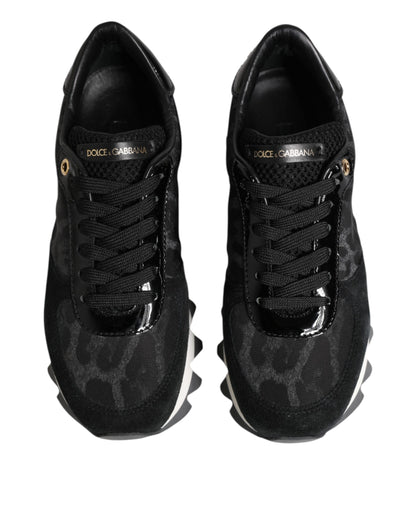 Dolce & Gabbana Black Gray Leopard Low Top Sneakers