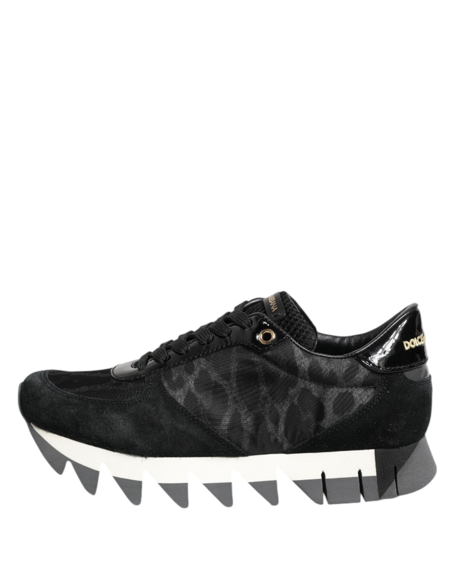 Dolce & Gabbana Black Gray Leopard Low Top Sneakers