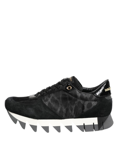 Dolce & Gabbana Black Gray Leopard Low Top Sneakers