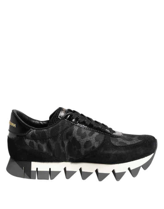 Dolce & Gabbana Black Gray Leopard Low Top Sneakers