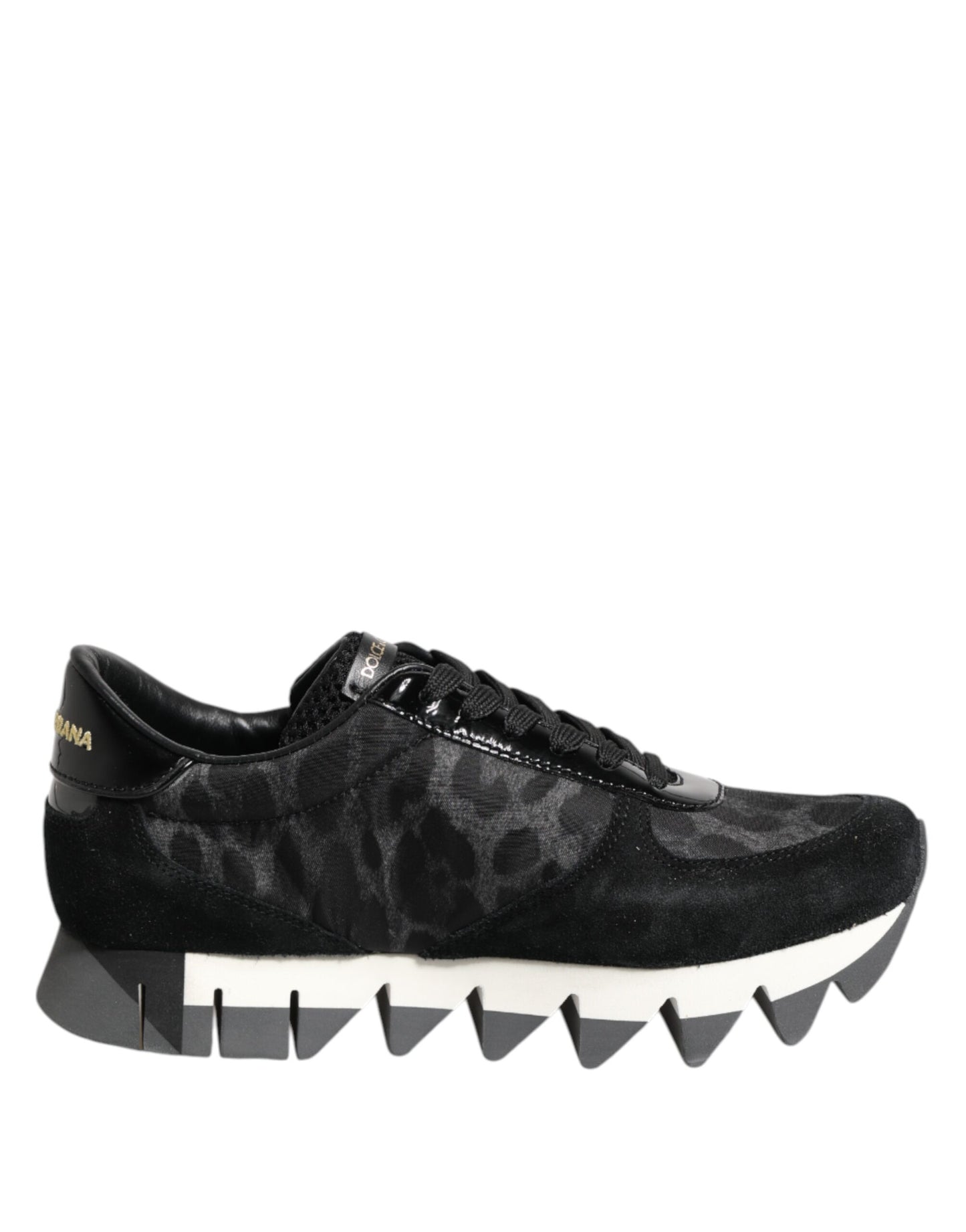 Dolce & Gabbana Black Gray Leopard Low Top Sneakers