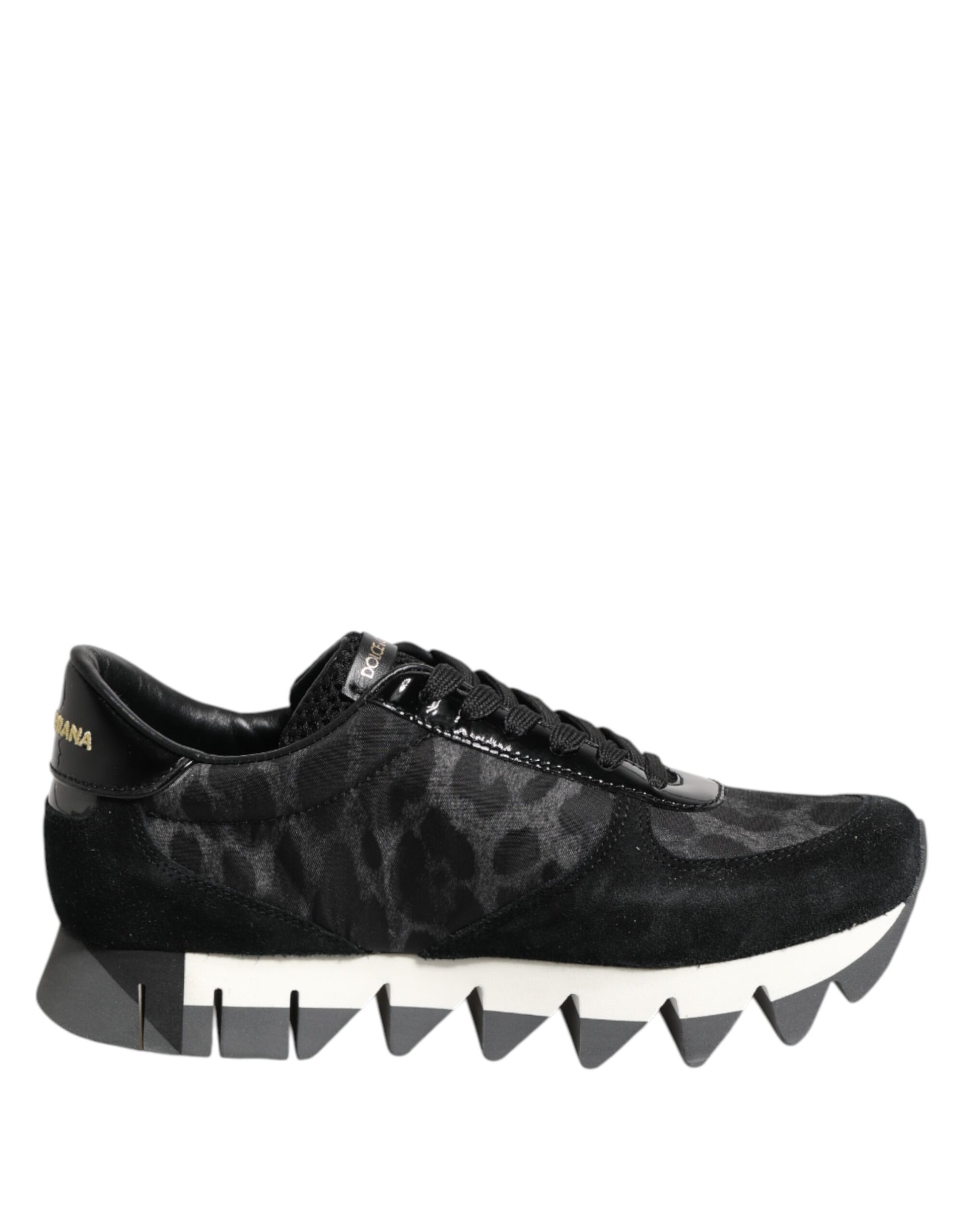 Dolce & Gabbana Black Gray Leopard Low Top Sneakers