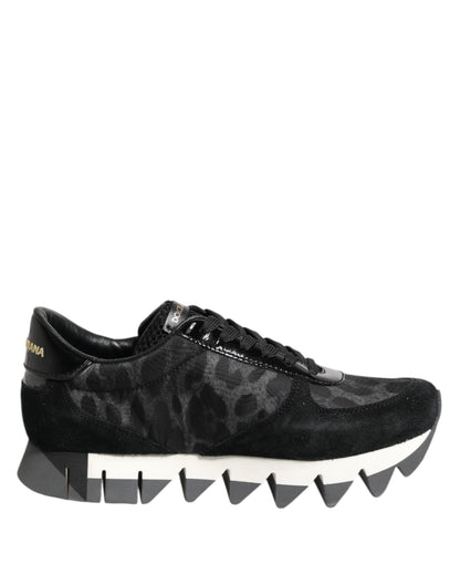 Dolce & Gabbana Black Gray Leopard Low Top Sneakers