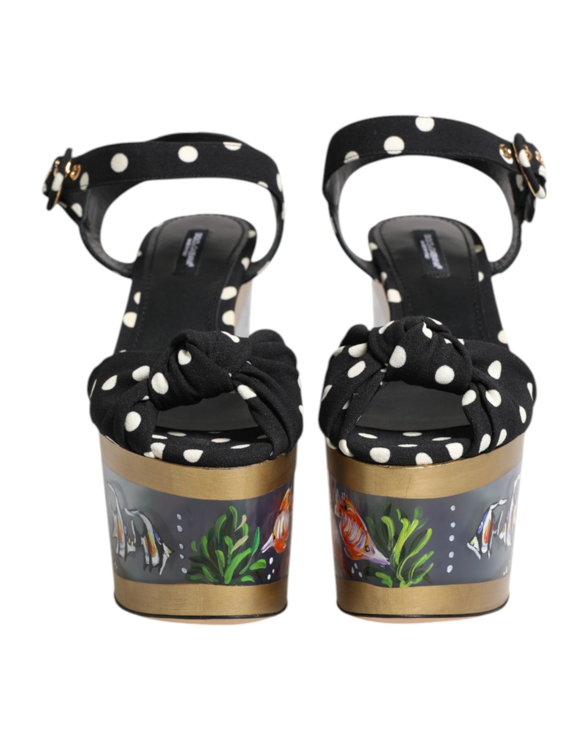 Dolce & Gabbana Multicolor Fish Polka Dot Wedge Sandals