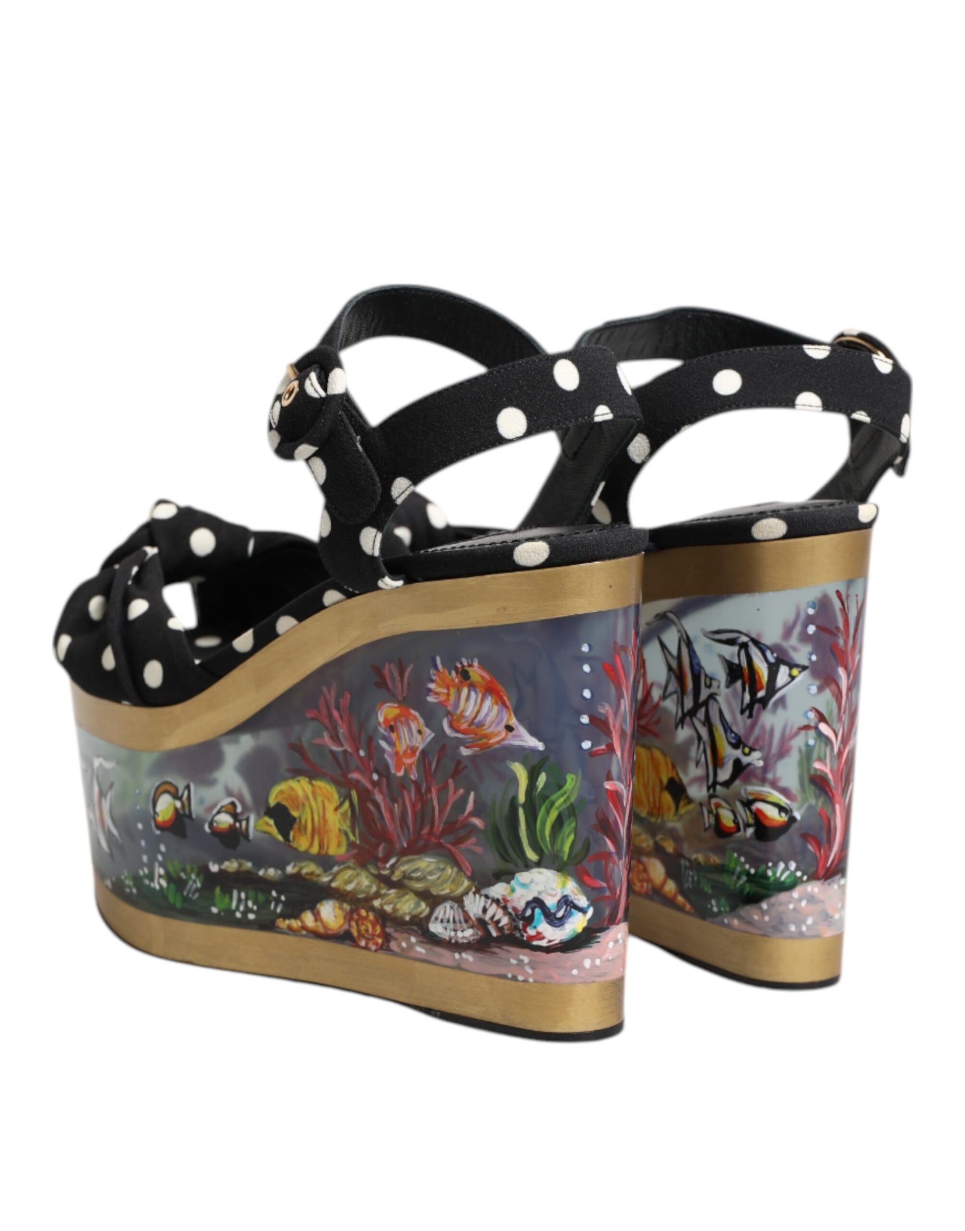 Dolce & Gabbana Multicolor Fish Polka Dot Wedge Sandals