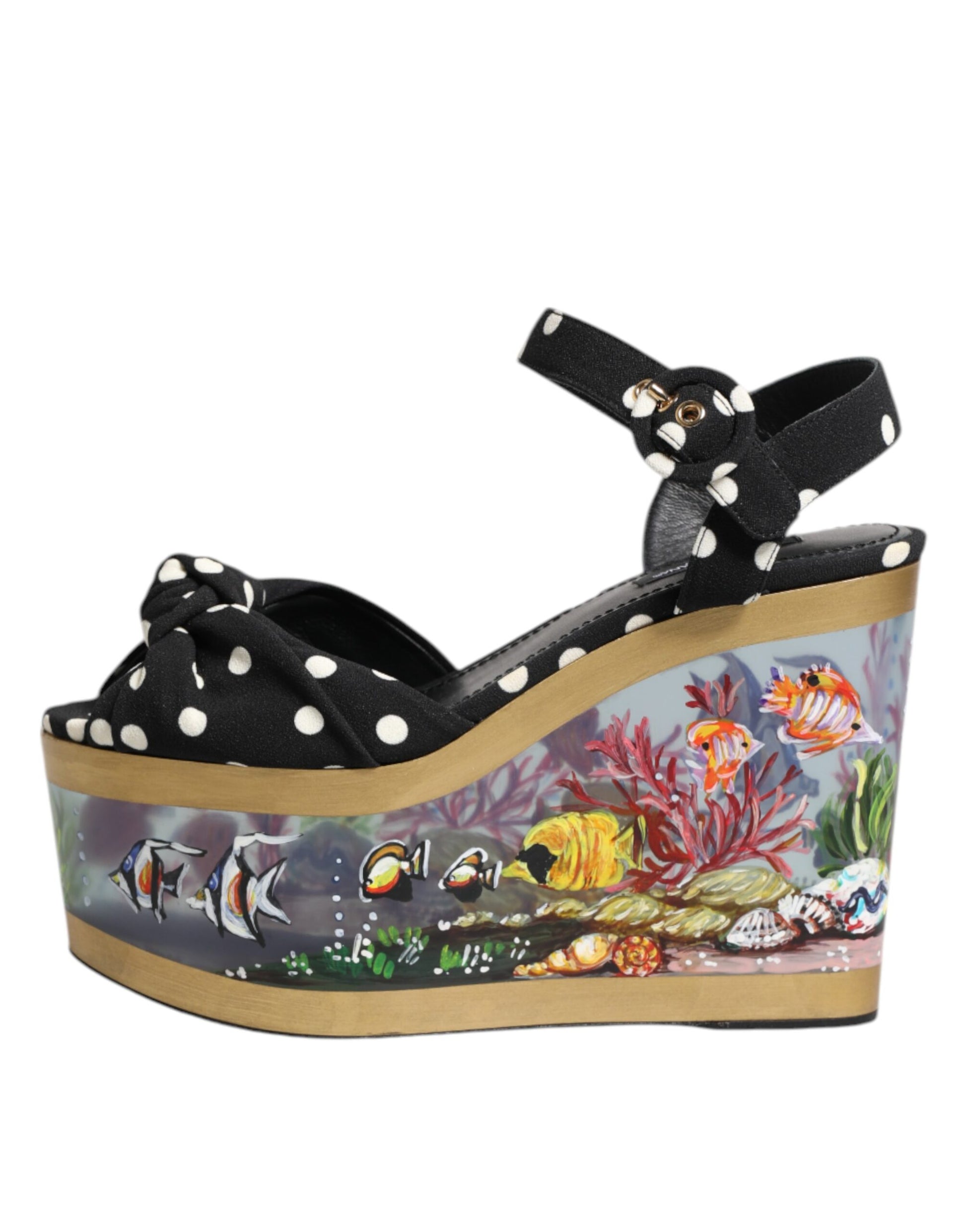 Dolce & Gabbana Multicolor Fish Polka Dot Wedge Sandals