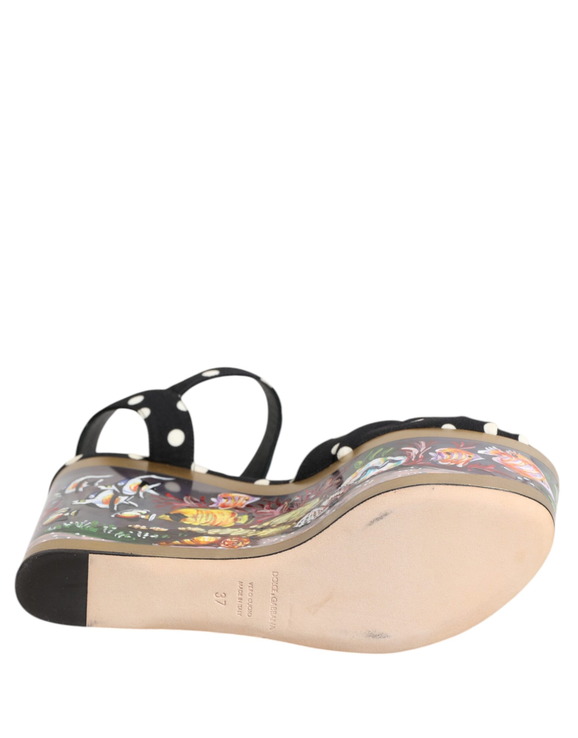 Dolce & Gabbana Multicolor Fish Polka Dot Wedge Sandals