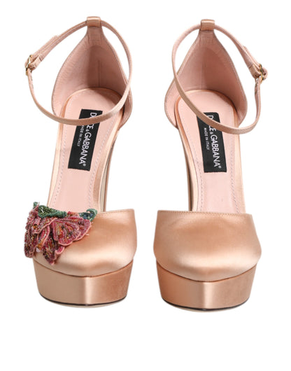 Dolce & Gabbana Pink Block Heels Ankle Strap Sandals