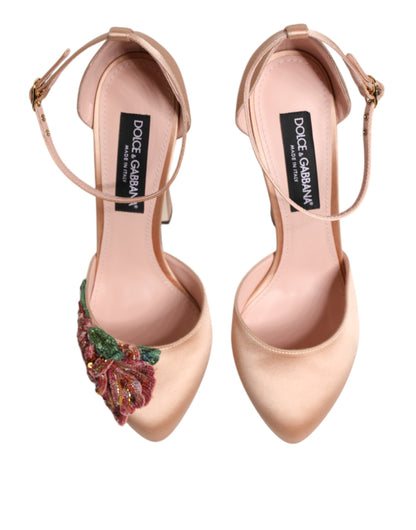 Dolce & Gabbana Pink Block Heels Ankle Strap Sandals
