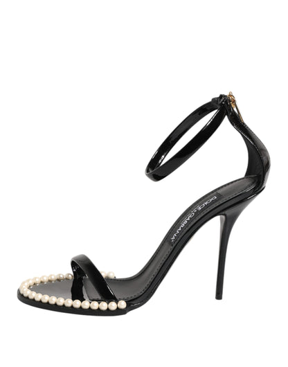 Dolce & Gabbana Black KEIRA Pearl Embellished Sandals
