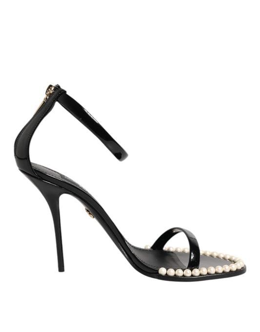 Dolce & Gabbana Black KEIRA Pearl Embellished Sandals