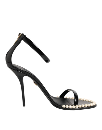 Dolce & Gabbana Black KEIRA Pearl Embellished Sandals
