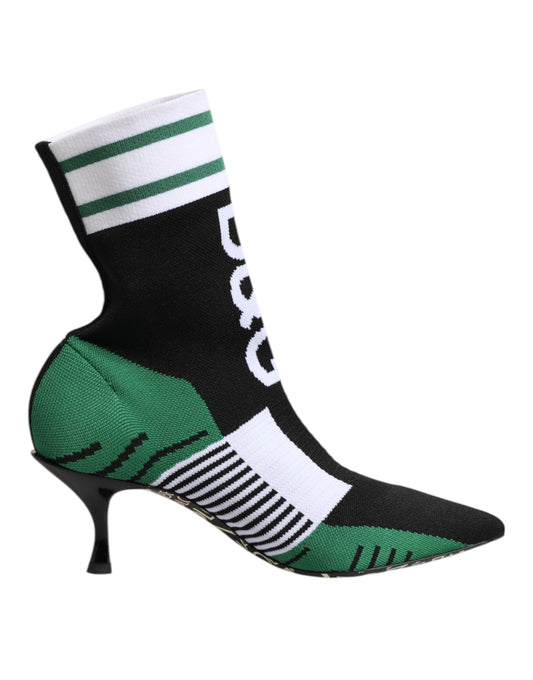 Dolce & Gabbana Green Stretch Sock Style Ankle Boots