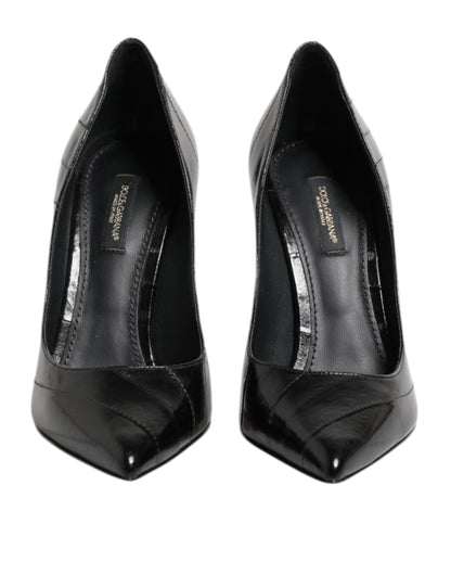 Dolce & Gabbana Black Leather Stiletto High Heels Pumps