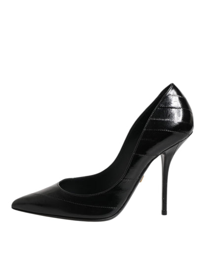 Dolce & Gabbana Black Leather Stiletto High Heels Pumps