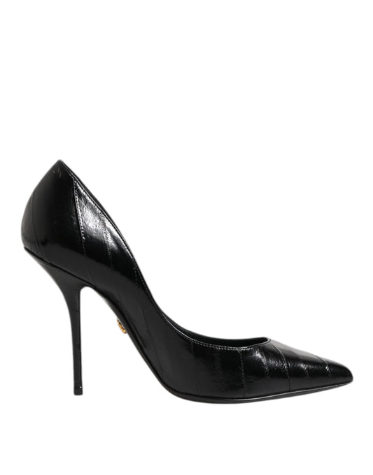 Dolce & Gabbana Black Leather Stiletto High Heels Pumps