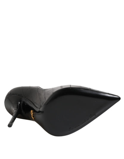 Dolce & Gabbana Black Leather Stiletto High Heels Pumps