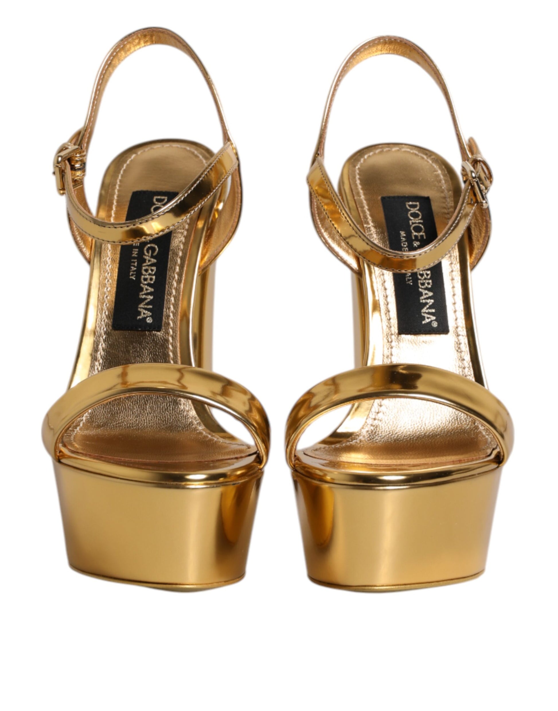 Dolce & Gabbana Gold Leather Platform Keira Sandals