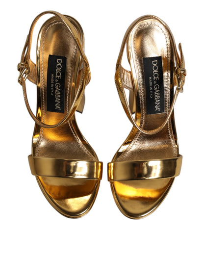 Dolce & Gabbana Gold Leather Platform Keira Sandals