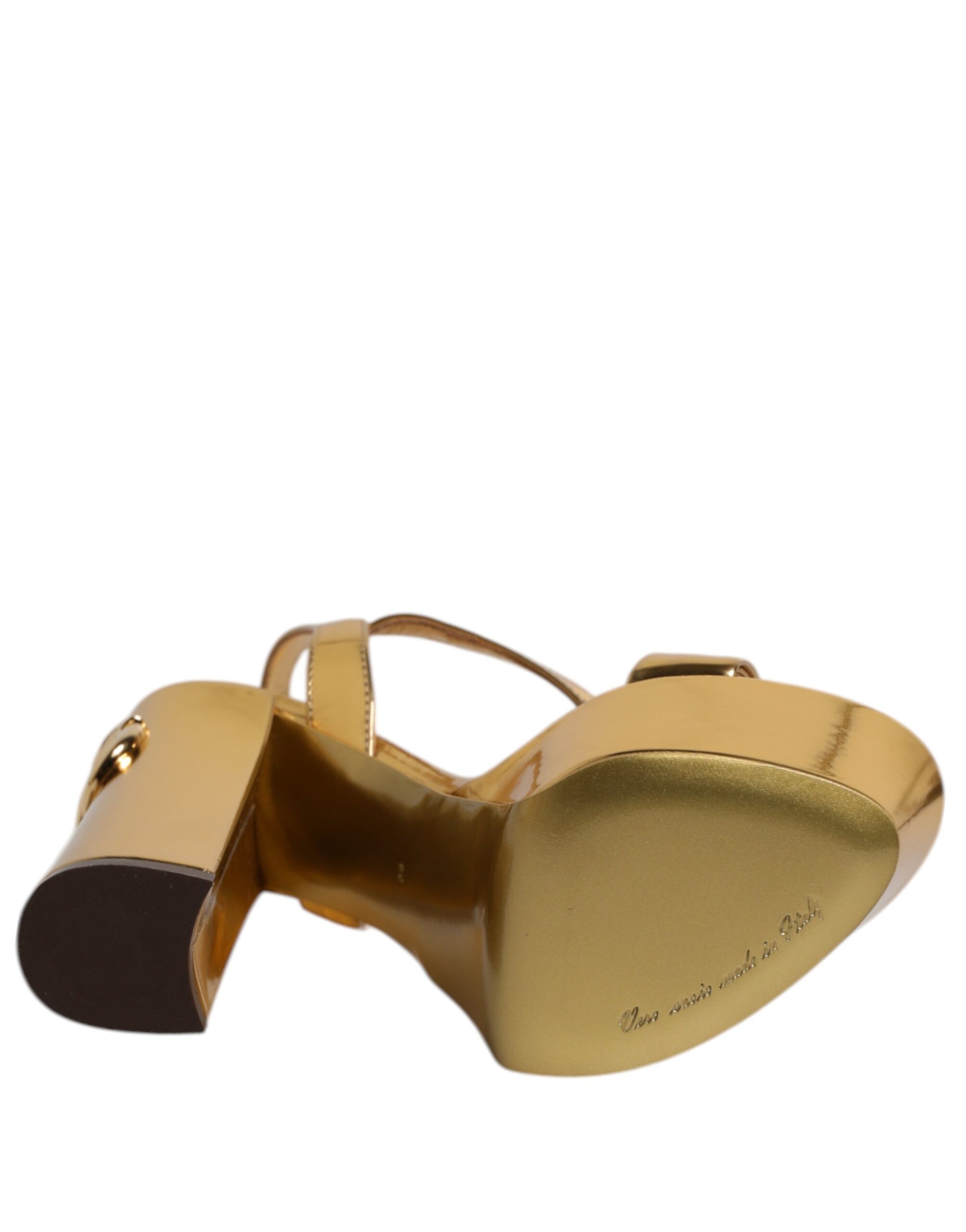 Dolce & Gabbana Gold Leather Platform Keira Sandals