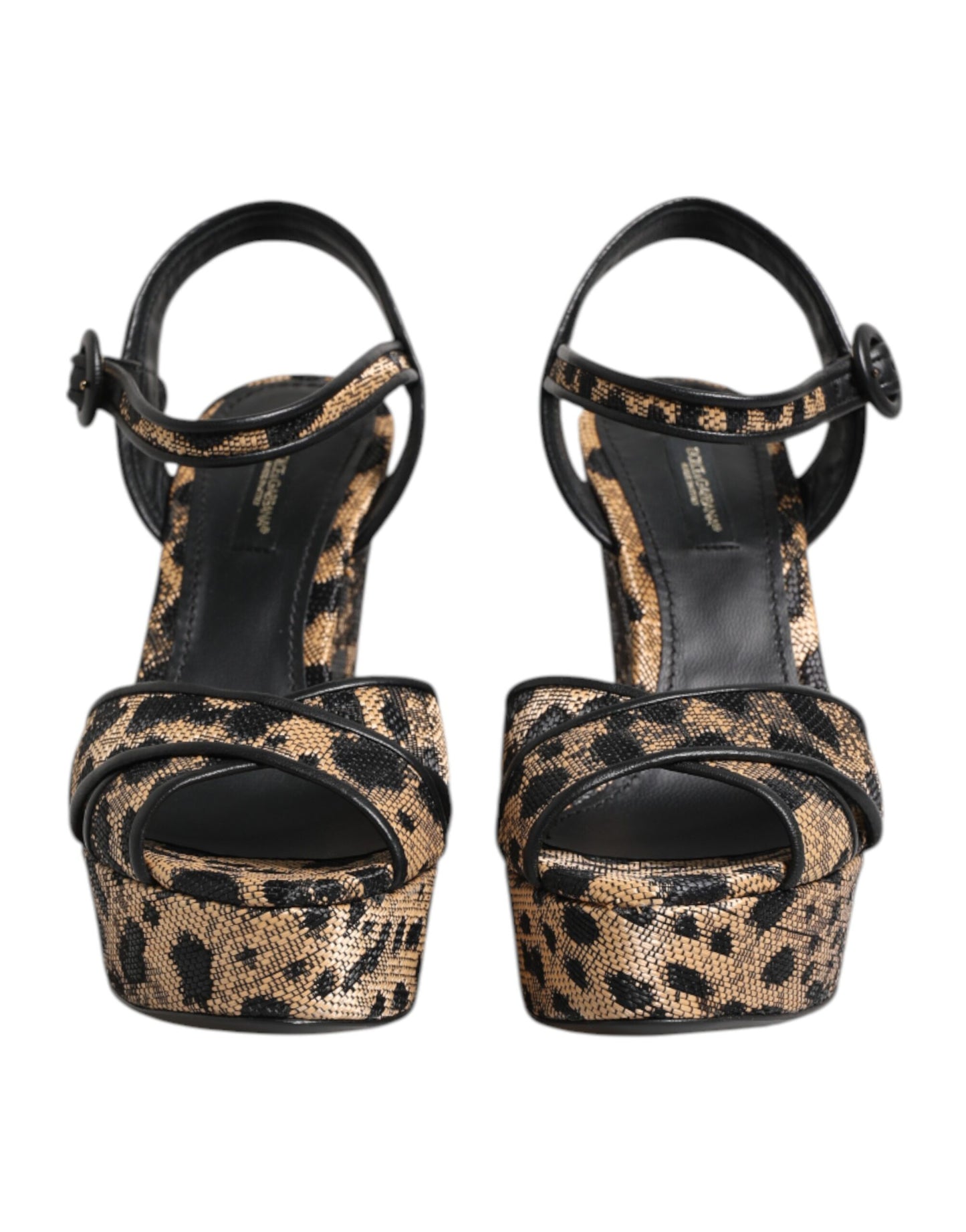 Dolce & Gabbana Brown Leopard Wedges Ankle Strap Sandals