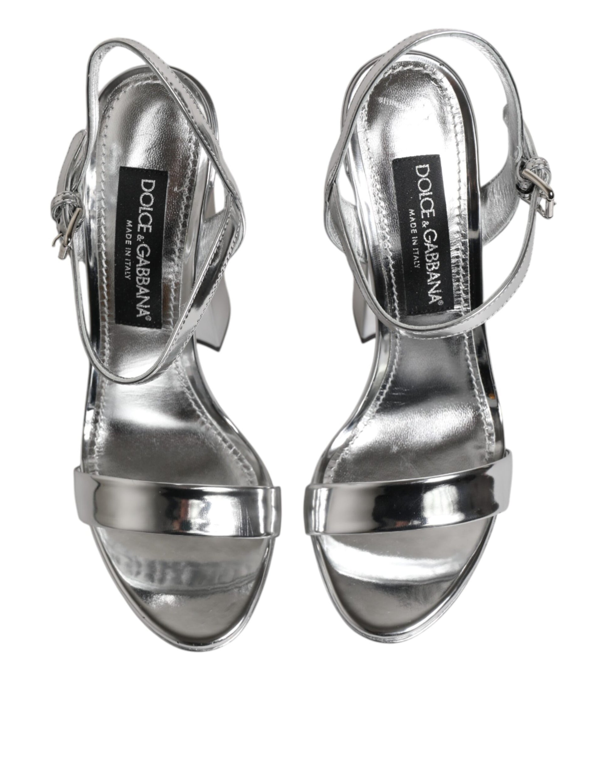 Dolce & Gabbana Silver Leather Platform Keira Sandals