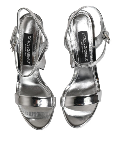Dolce & Gabbana Silver Leather Platform Keira Sandals