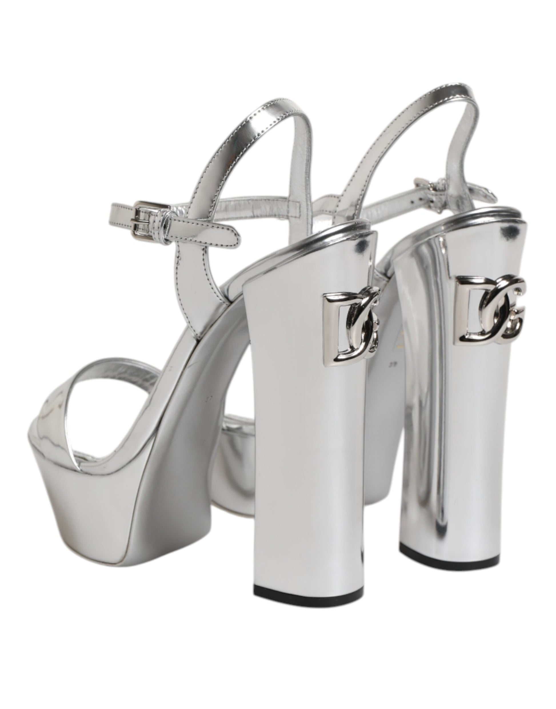 Dolce & Gabbana Silver Leather Platform Keira Sandals