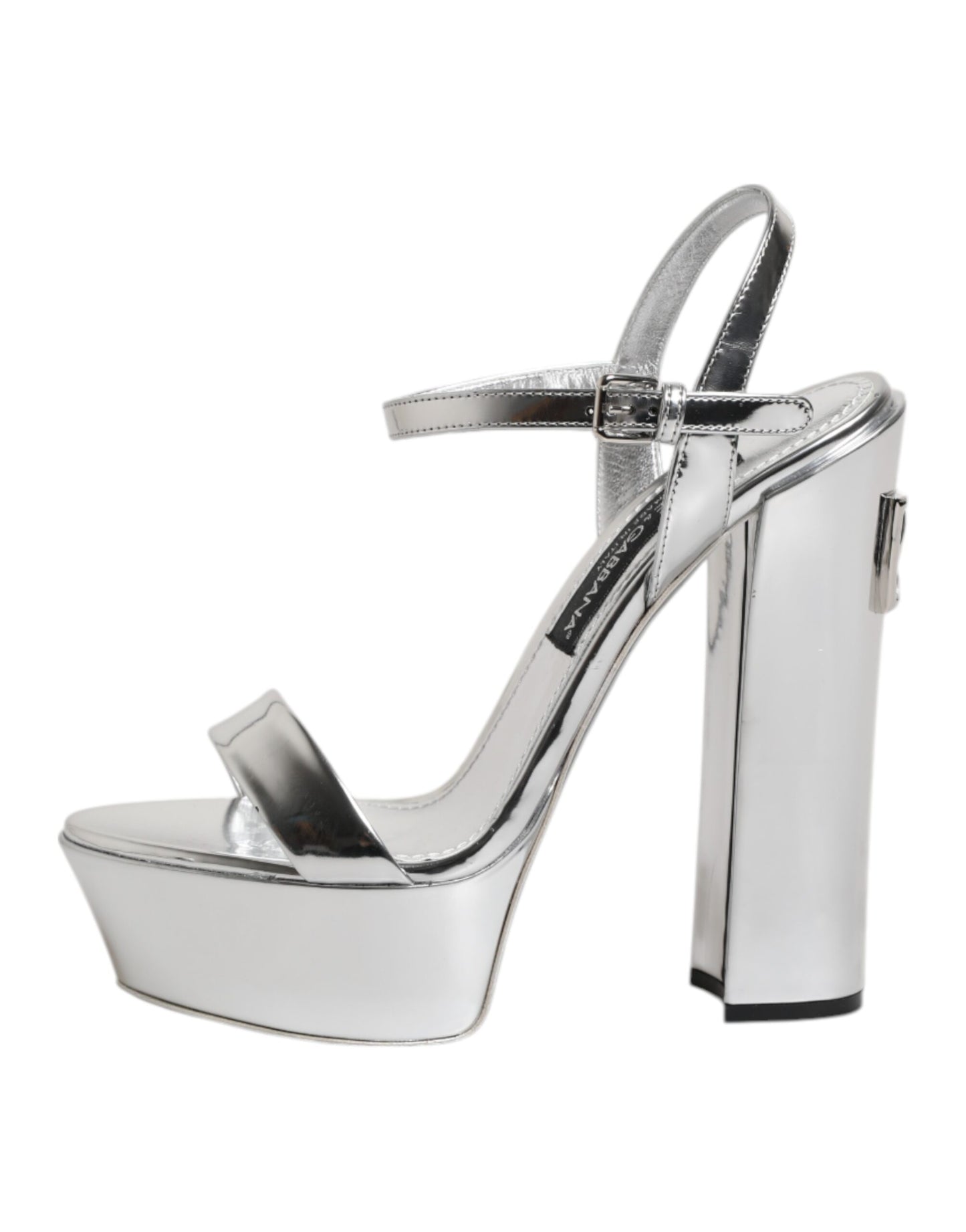 Dolce & Gabbana Silver Leather Platform Keira Sandals
