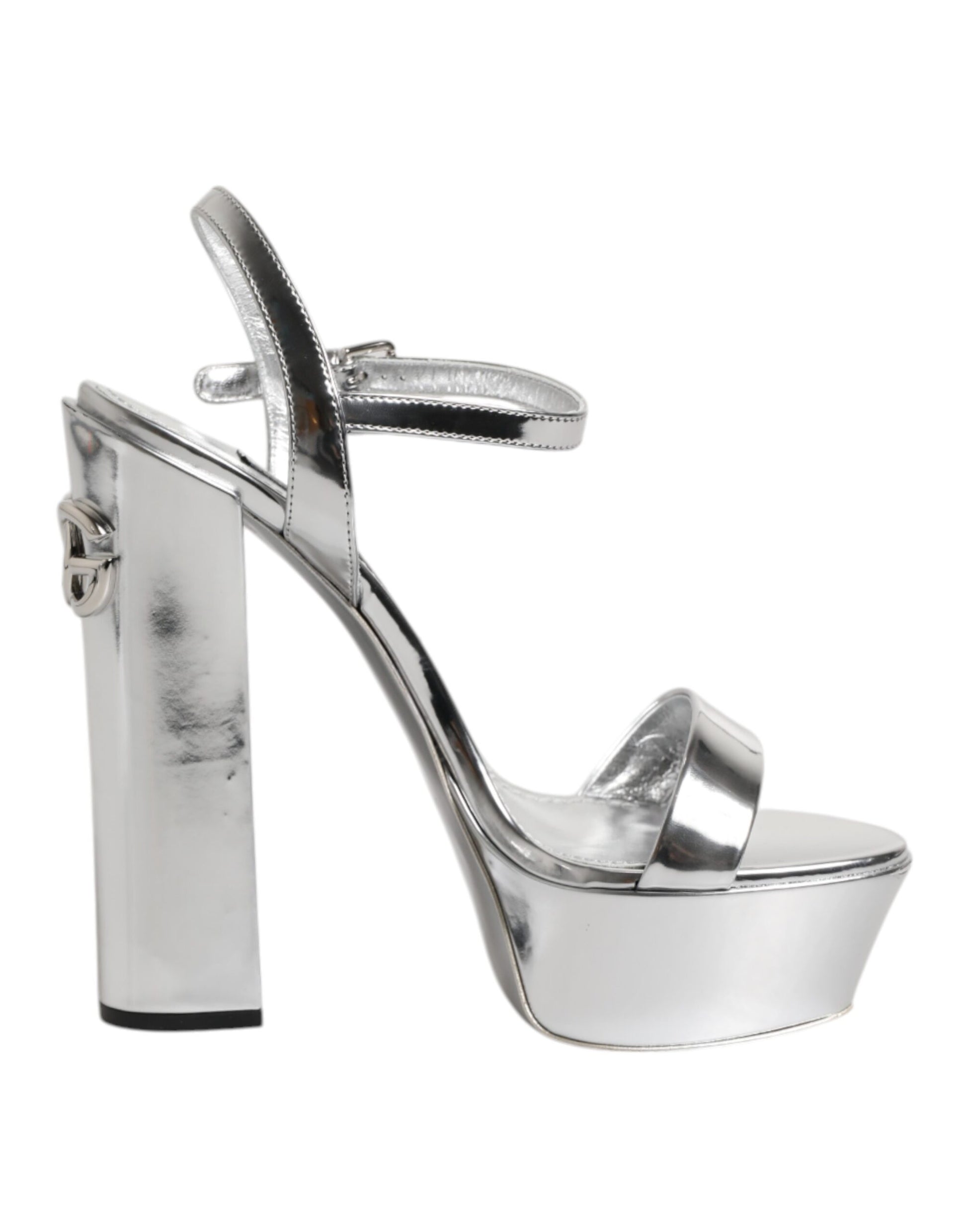Dolce & Gabbana Silver Leather Platform Keira Sandals