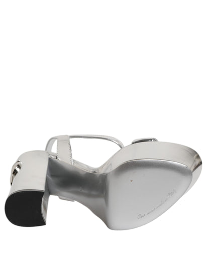 Dolce & Gabbana Silver Leather Platform Keira Sandals